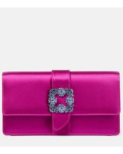 Manolo Blahnik Clutch Capri de saten adornado - Morado