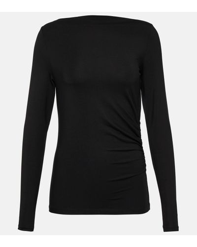 Vince Gathered Jersey Top - Black