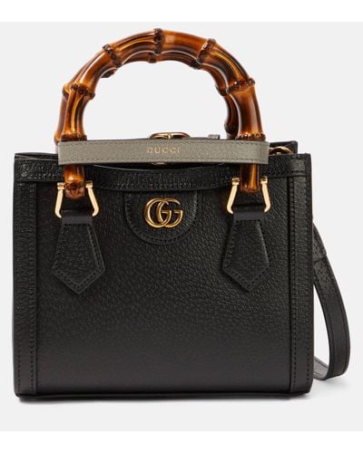 Gucci Diana Mini Textured-leather Tote - Black