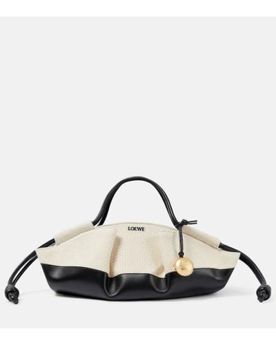 Loewe Paseo Small Canvas And Leather Tote Bag - Natural