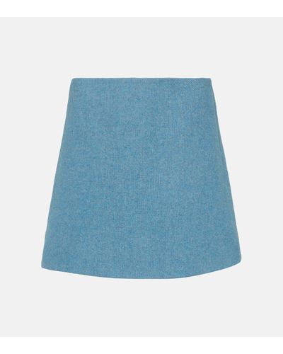 Ganni Mini-jupe en laine melangee - Bleu
