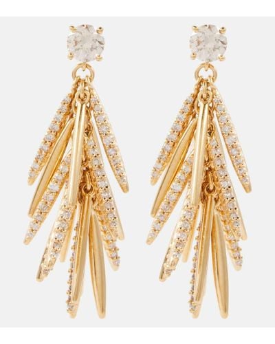 Ileana Makri Grass Sunshine Drop 18kt Gold Earrings With Diamonds - Metallic