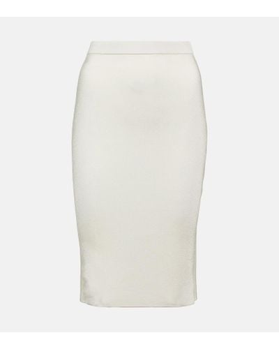 Saint Laurent Jersey Pencil Skirt - White