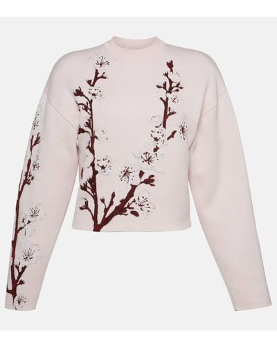 Alexander McQueen Floral Jacquard Wool And Silk Jumper - Pink