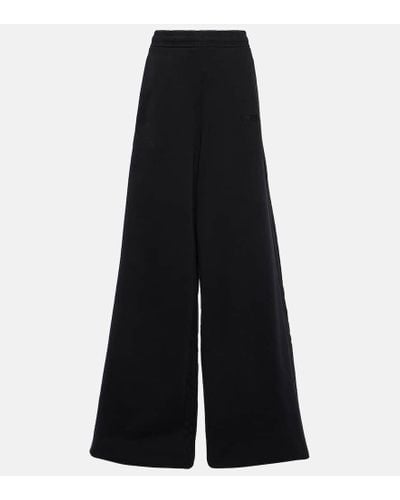 Vetements High-rise Cotton-blend Wide-leg Pants - Black