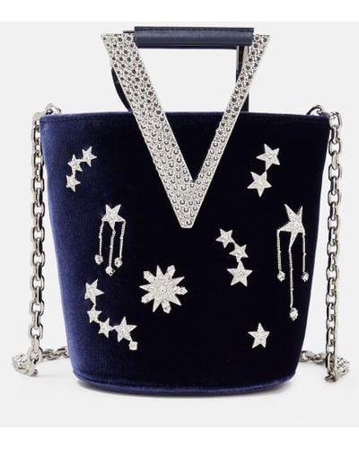 Roger Vivier Rv Strass Constellation Mini Bucket Bag - Blue
