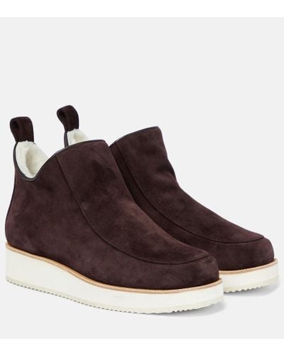 Gabriela Hearst Harry Shearling-lined Suede Ankle Boots - Brown
