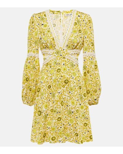 Diane von Furstenberg Kimmie Printed Cutout Twill Minidress - Yellow