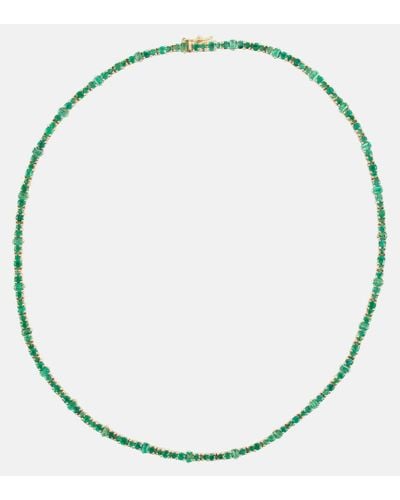 Ileana Makri Halskette Rivulet aus 18kt Gelbgold mit Smaragden - Mettallic