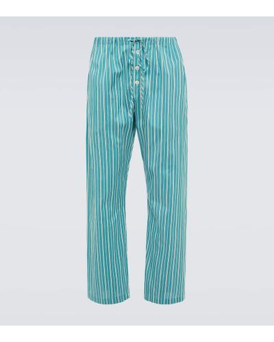 Bode Pantaloni pigiama Shore Stripe in misto cotone - Blu