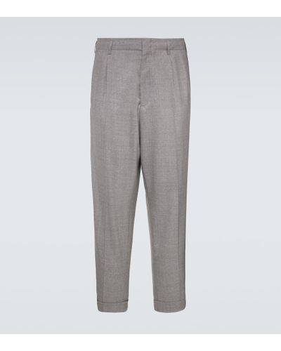 Brunello Cucinelli Pantaloni tapered in lana vergine - Grigio