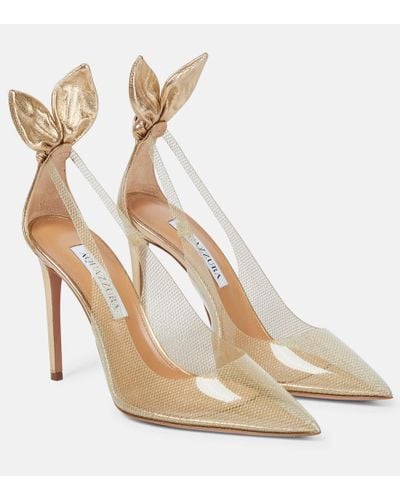 Aquazzura Bow Tie Plexi 105 Pumps - Metallic