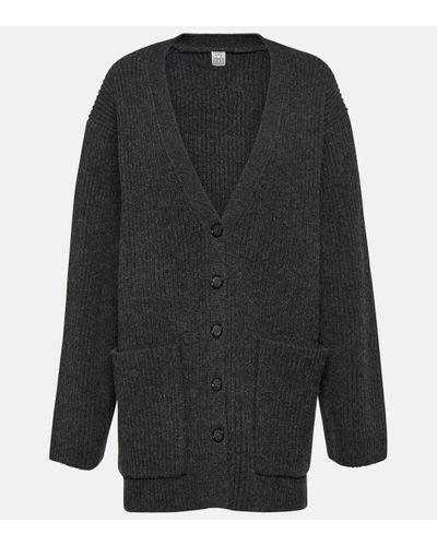 Totême Oversized Rib-knit Wool Cardigan - Black