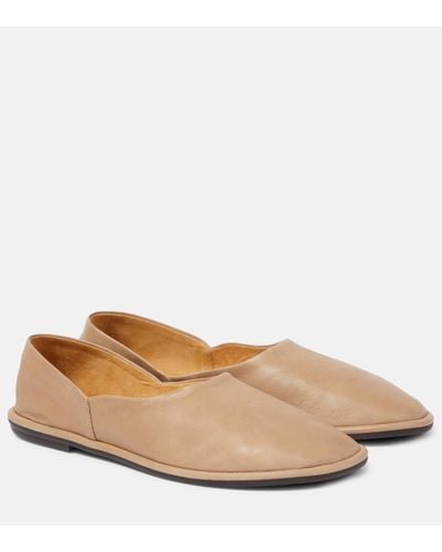 The Row Canal Leather Flats - Natural