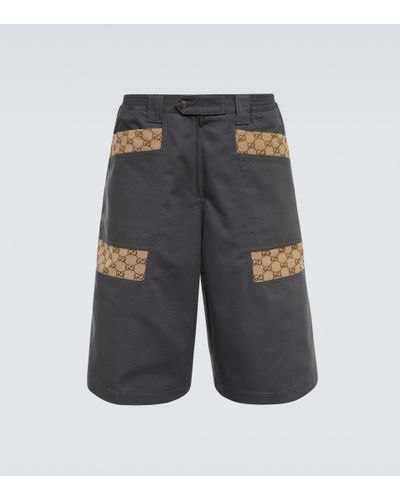 Gucci Wide-leg Canvas Bermuda Shorts - Gray