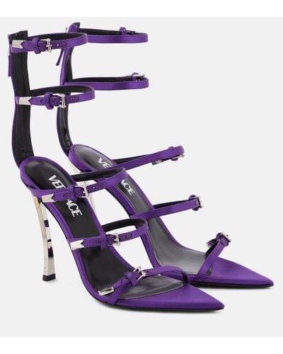 Versace Pin-point Leather Sandals - Purple