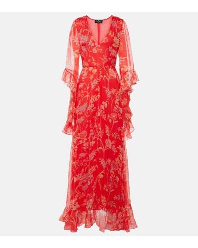 Etro Floral Silk Gown - Red
