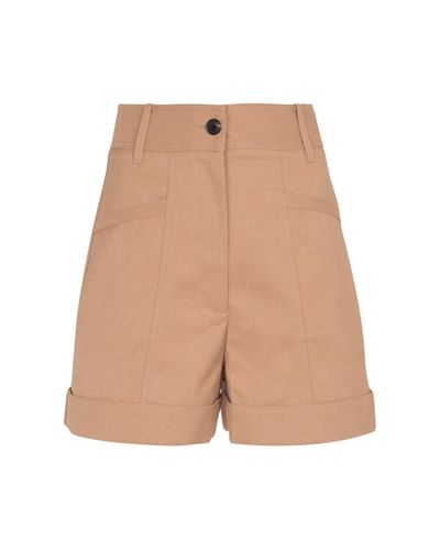 Victoria Beckham High-rise Cotton-blend Shorts - Natural