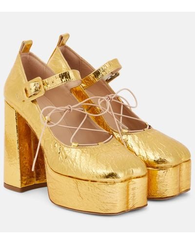 Simone Rocha Leather Ballerina Platform Court Shoes - Metallic