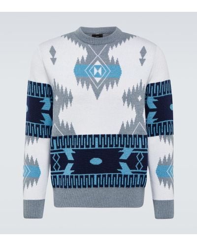 Alanui Icon Jacquard Virgin Wool Sweater - Blue