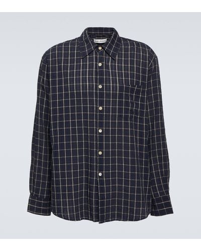 Our Legacy Above Checked Cotton-blend Shirt - Blue