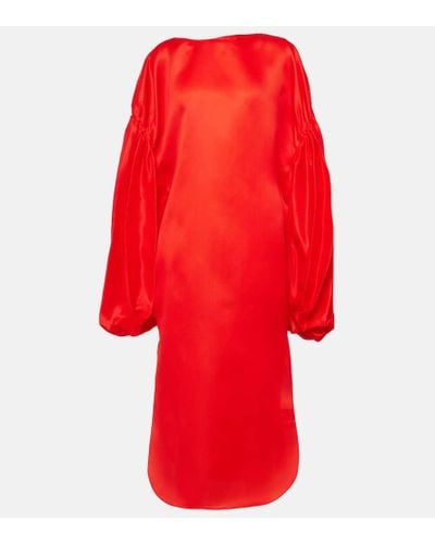 Khaite Zelma Puff-sleeve Silk Gown - Red
