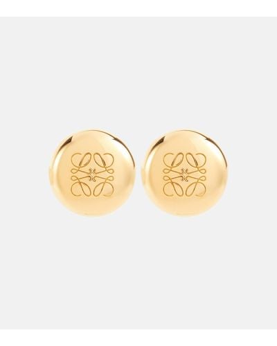 Loewe Anagram Pebble Stud Earrings In Sterling Silver - Metallic