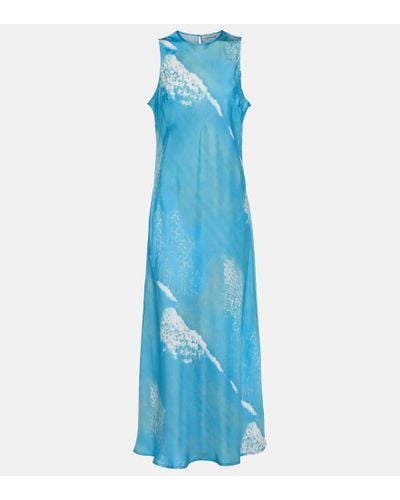 Asceno Valencia Silk Maxi Dress - Blue