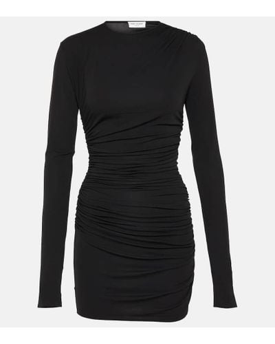Saint Laurent Ruched Stretch-jersey Mini Dress - Black