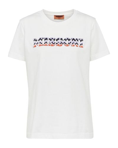 Missoni T-shirt brode en coton a logo - Blanc