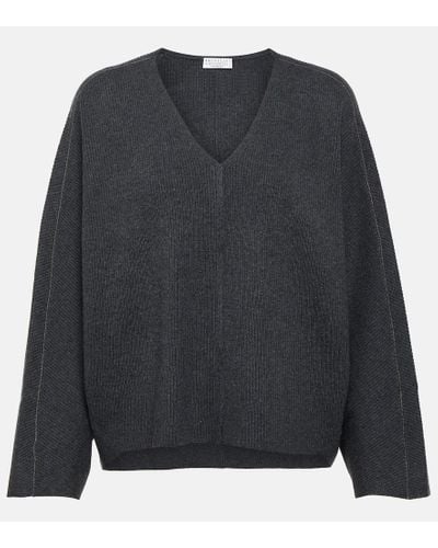 Brunello Cucinelli Wool, Cashmere And Silk Sweater - Blue