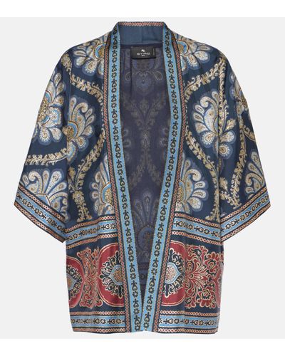 Etro Printed Silk Jacket - Blue