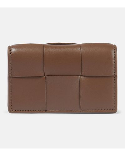 Bottega Veneta Intreccio Leather Card Case - Brown