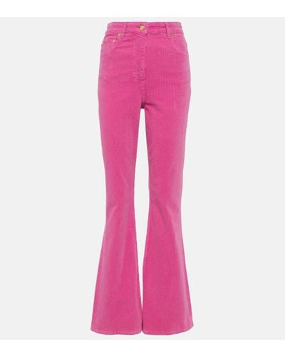 Ganni Cotton Corduroy Flared Trousers - Pink