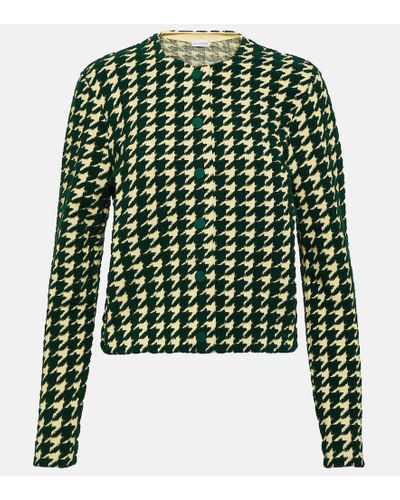 Burberry Cardigan in misto cotone pied-de-poule - Verde