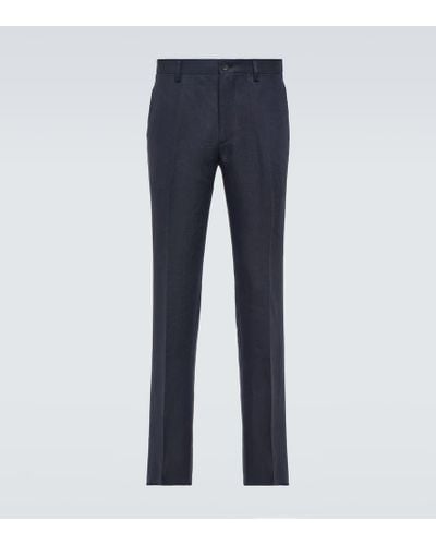 Etro Mid-rise Linen Tapered Pants - Blue