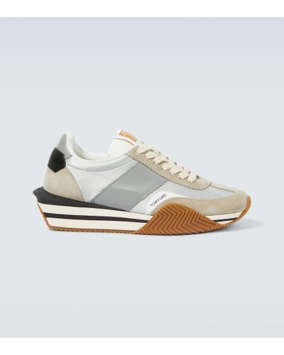 Tom Ford Sneakers James con suede - Bianco