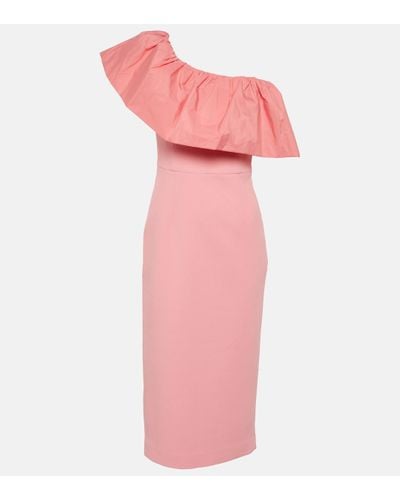 Rebecca Vallance Brittany One-shoulder Ruffled Midi Dress - Pink