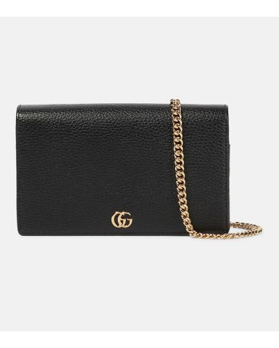 Gucci Petite Marmont Portemonnaie Aus Strukturiertem Leder - Schwarz