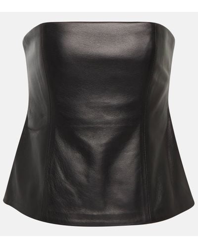 Co. Essentials Leather Bustier Top - Black