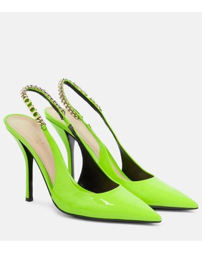Gucci Signoria Patent Leather Slingback Pumps - Green