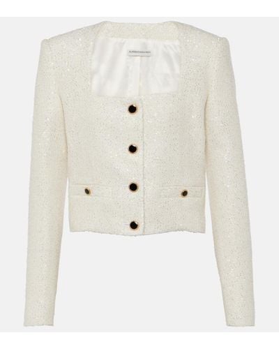 Alessandra Rich Jacke aus Tweed mit Pailletten - Weiß