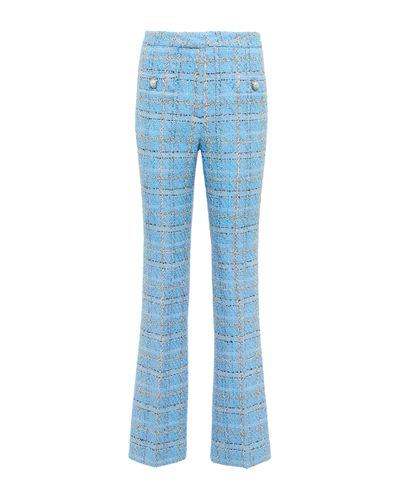 Alessandra Rich High-rise Tweed Flared Pants - Blue