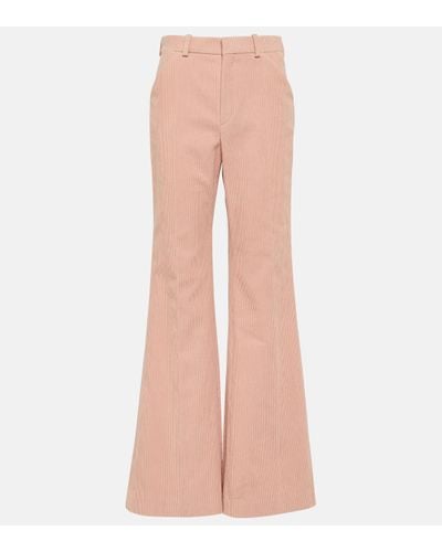 Chloé High-rise Flared Corduroy Trousers - Pink