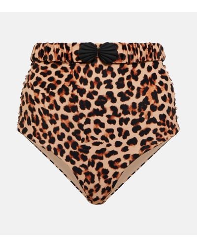 Johanna Ortiz High-rise Leopard-print Bikini Bottoms - Natural
