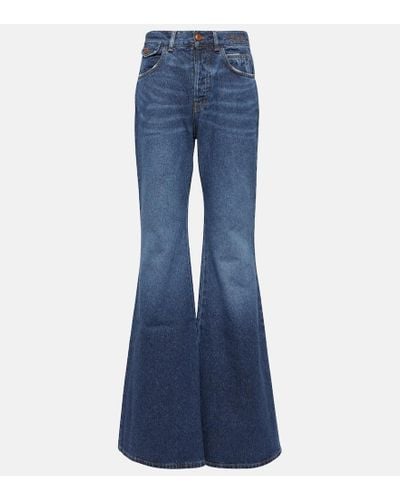 Chloé Jeans flared de tiro alto - Azul