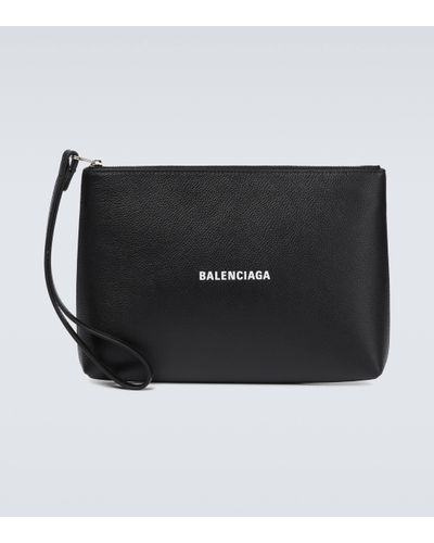 Balenciaga Cash Leather Pouch - Black