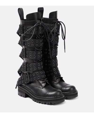 Junya Watanabe Embellished Leather Boots - Black