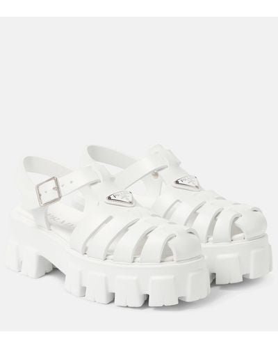 Prada Platform Rubber Sandals - White