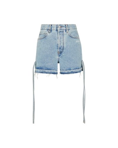Off-White c/o Virgil Abloh Shorts di jeans a vita alta - Blu